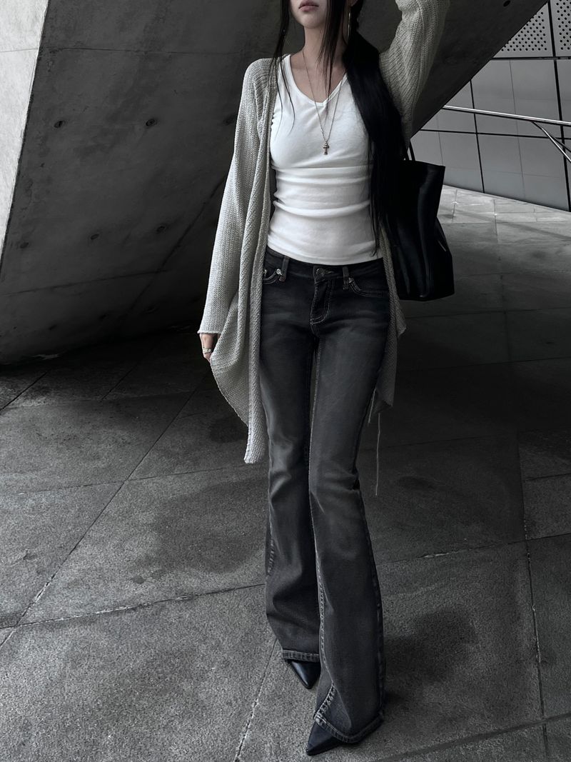 strap frey knit cardigan (2color)