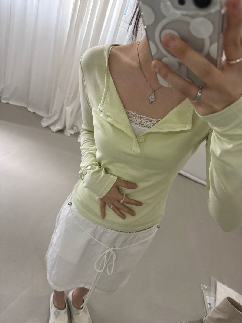 Lace Cami Top (Tumble, Bio-Washed) 3sizes - Ivory