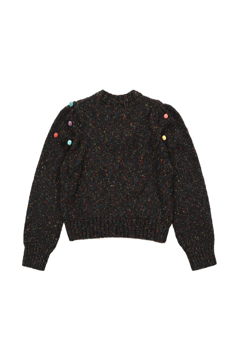 Pom Pom Mix Knit [Charcoal Black]