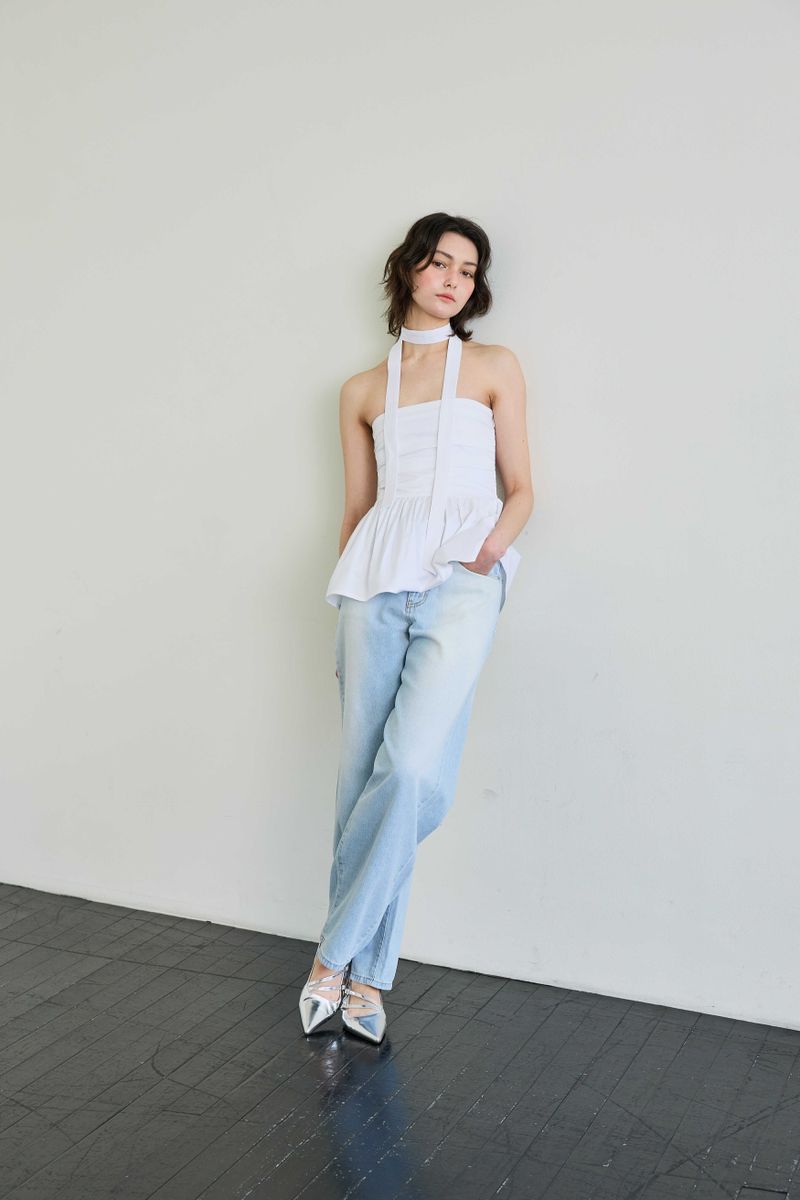 AZURE WIDE DENIM PANTS / SKY BLUE