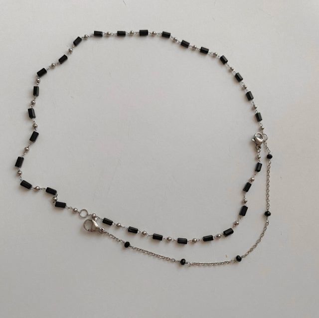 ub Mask Strap Two-Way Black Choker Necklace