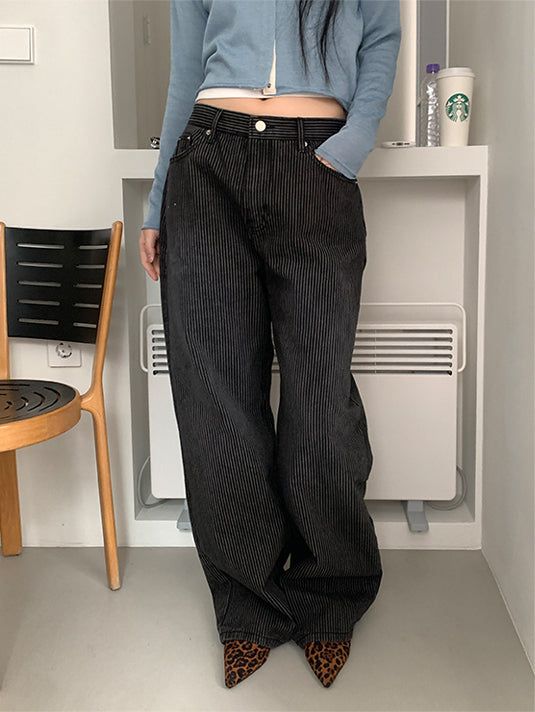 STRIPE BLACK JEANS