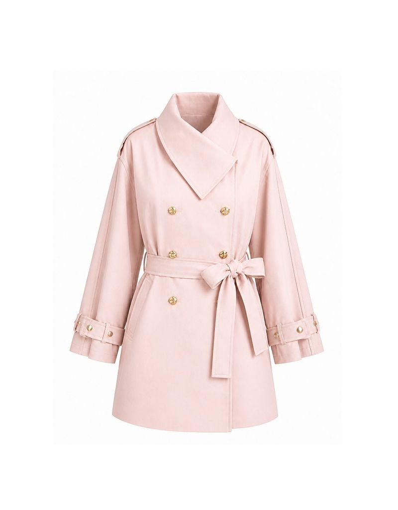 TWEEDY-A（ツウィーディア）の「[PRE-FALL] カミーユ ハイネック リボン ベルト ショール トレンチ ショート コート ダスティピンク（ジャケット/アウター）」