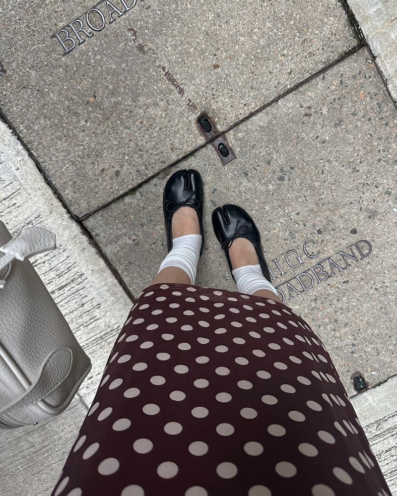Chocolat Ribbon Dot Midi Skirt