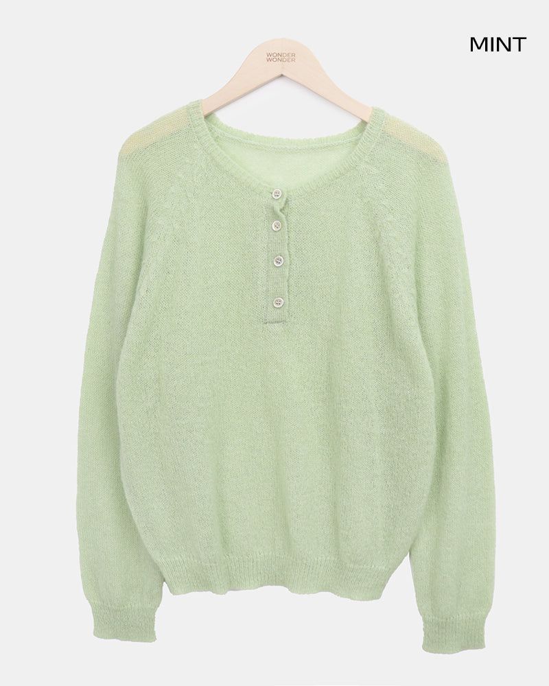 Teran Raglan Button Round Knit