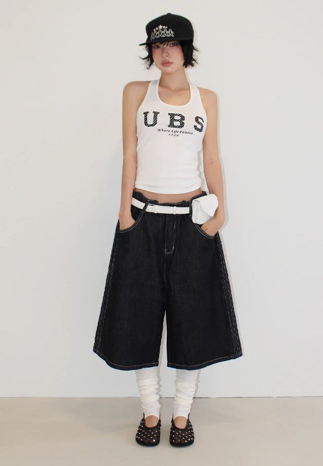 TRACK STITCH BERMUDA DENIM