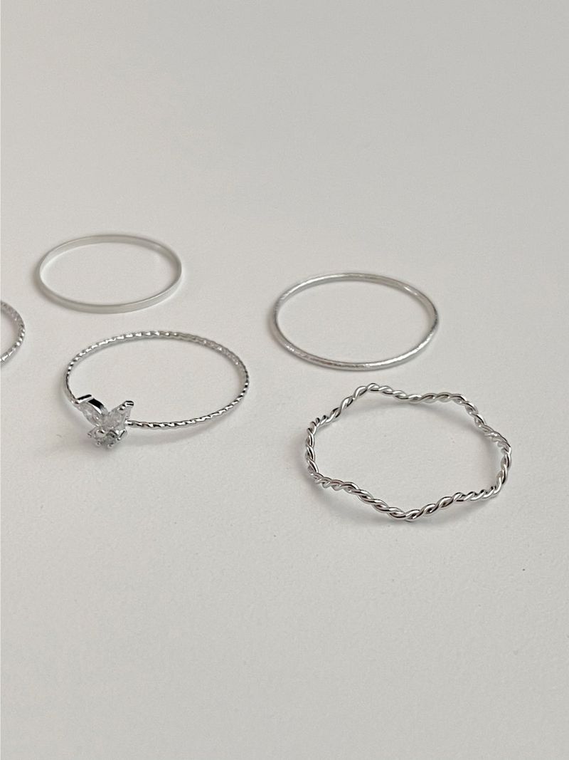 [5 set] Cree Butterfly layered ring set