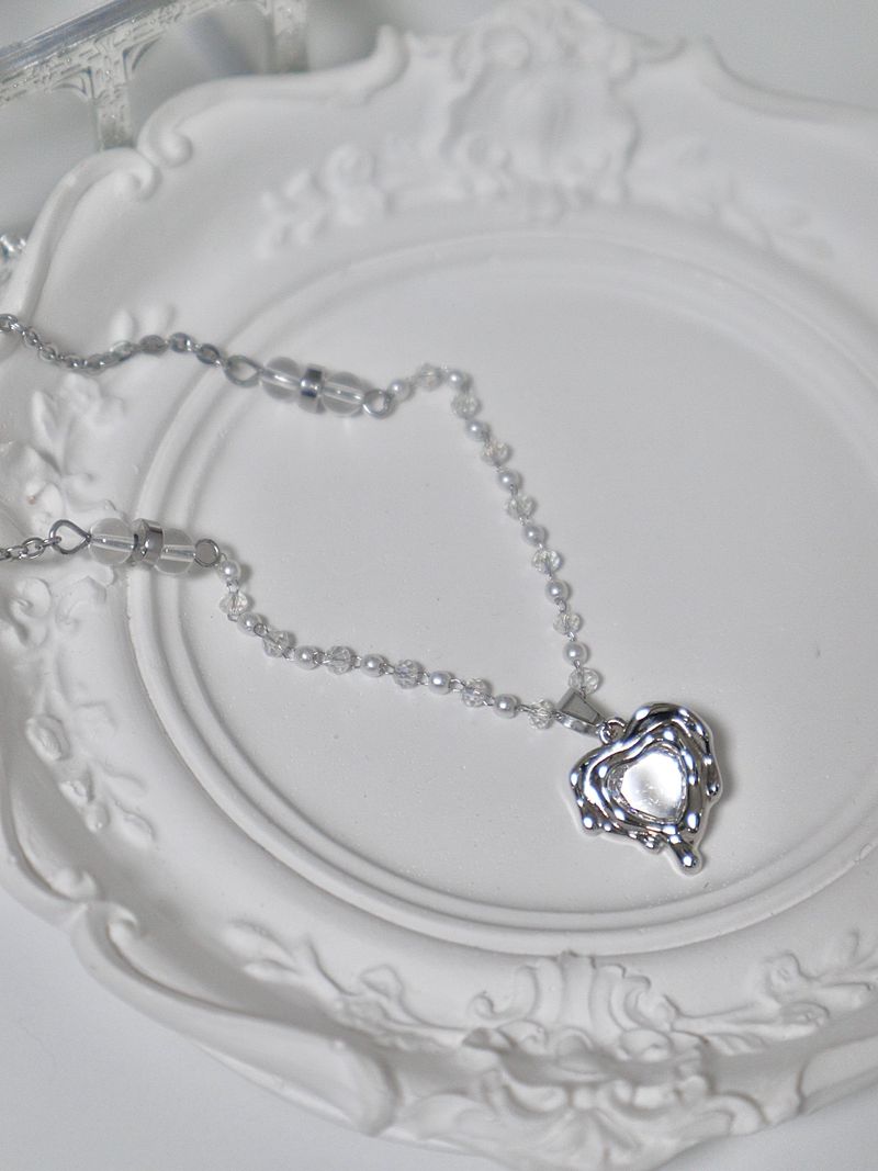 mood heart crystal necklace