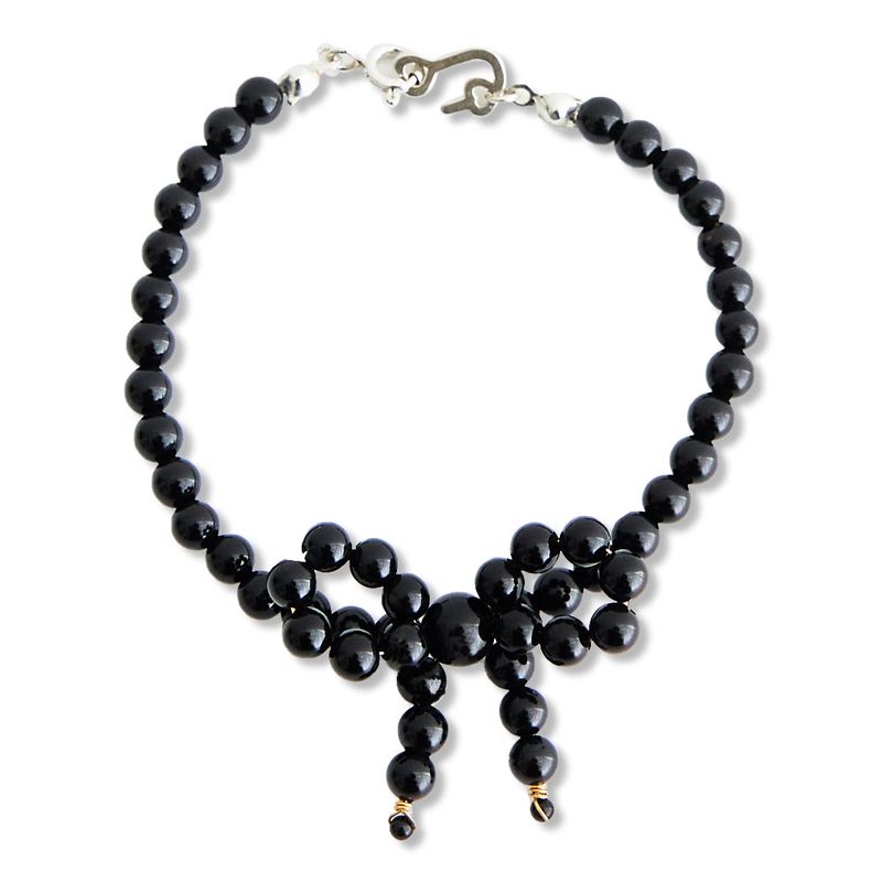 [925 SILVER] Onyx Ribbon Bracelet