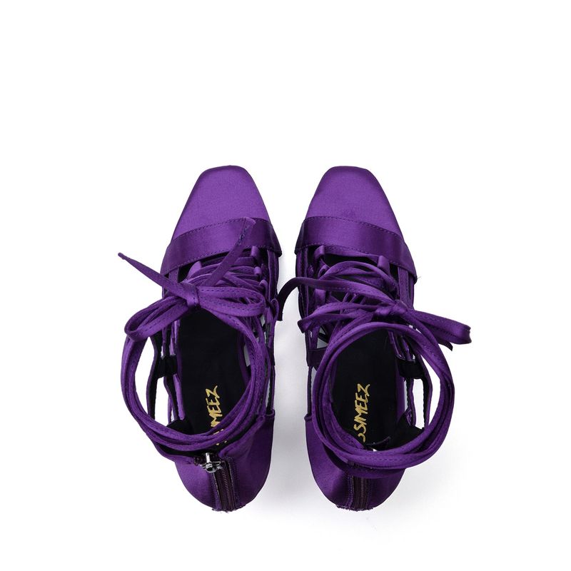 Satin Strappy Sandal Heel(Purple)