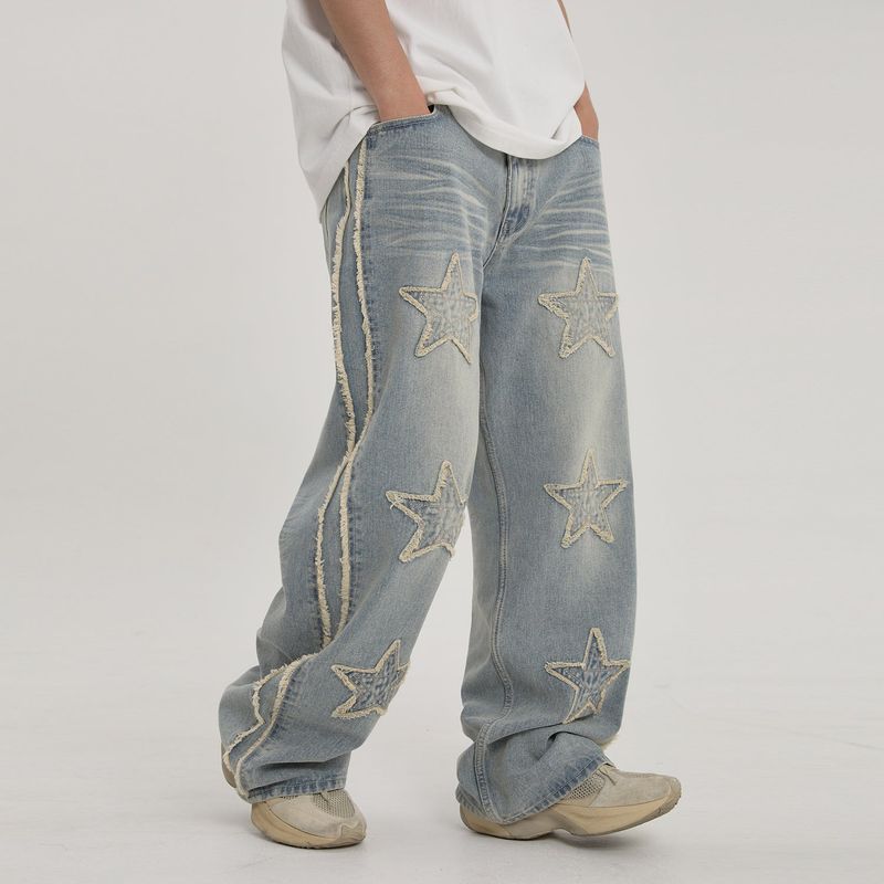 Star Applique Denim Pants 