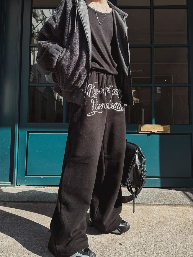 Zenith embroidered brushed wide pants