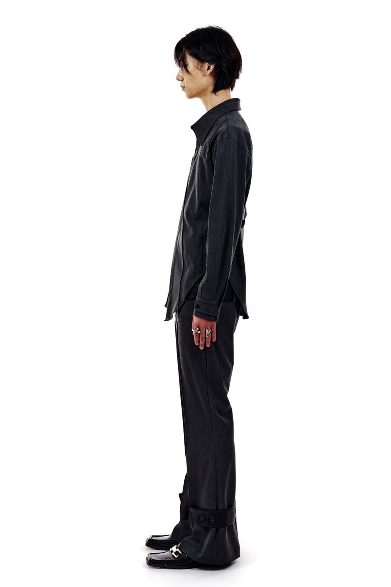 LEATHER STRAP TAILORED PANTS