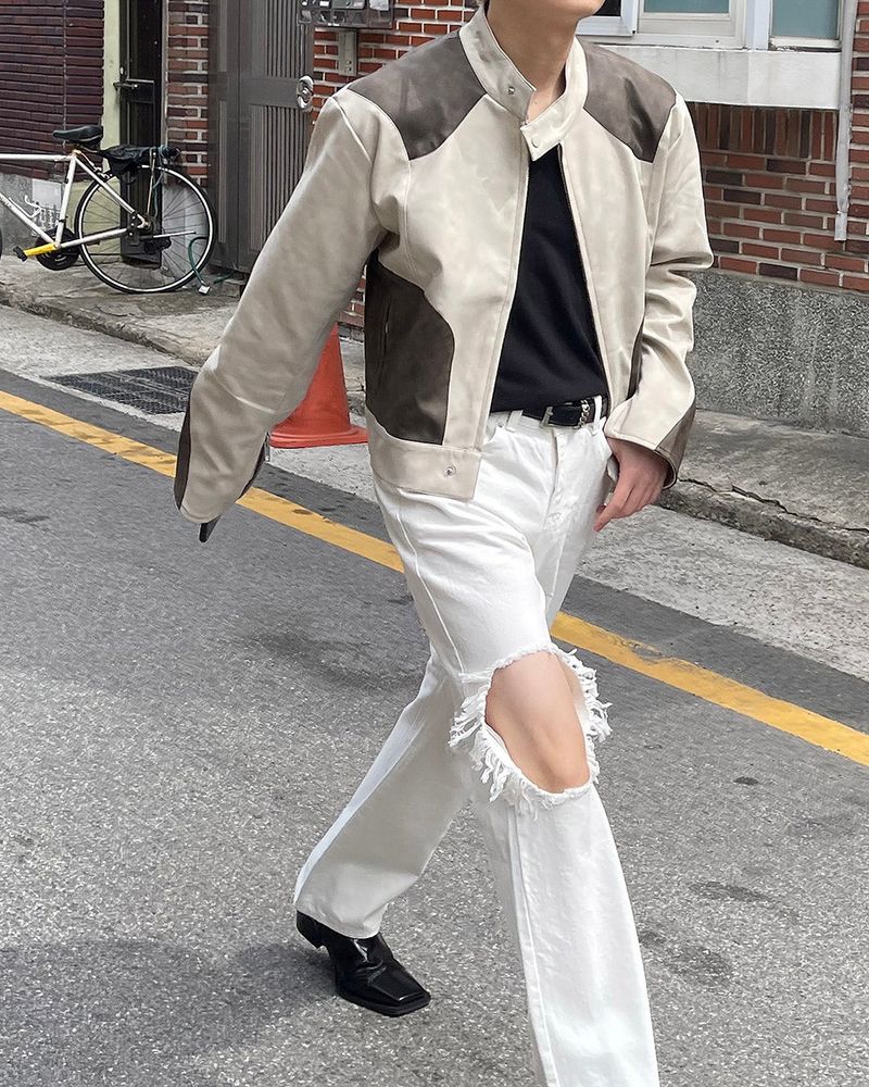 COZINESS（コジネス）の「OA Treasure Cropped Racing Leather Jacket (2 colors)（Jackets/Outerwear）」