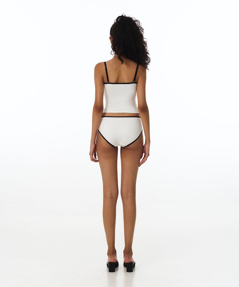Line Ribbon Slim Top Bikini Bra (White)