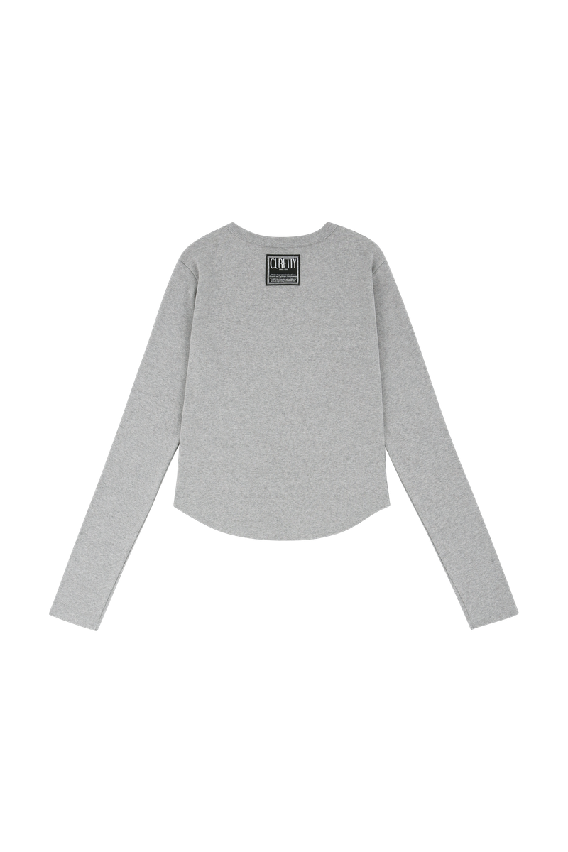 C 90SラインベーシックロングスリーブTシャツ_グレー