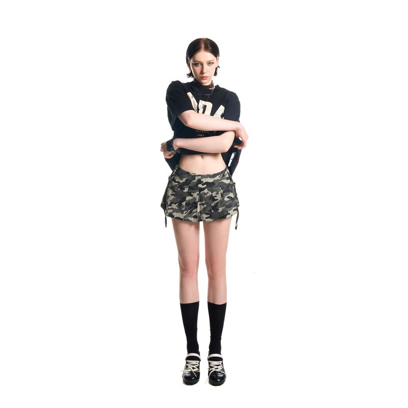 HADES KHAKI CAMO MINI SKIRT