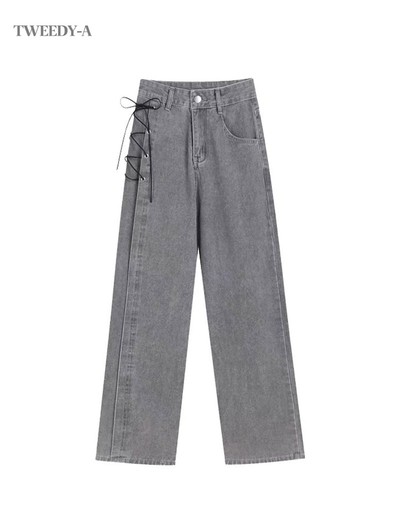TWEEDY-A（ツウィーディア）の「side corset straight fit high-waist denim jeans gray（Pants）」