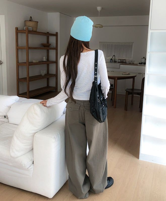 Minute Dot U-Neck Long Sleeve Cardigan