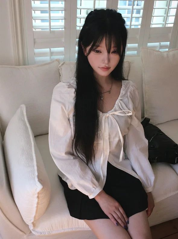 Cory Pintuck Ribbon Long Sleeve Blouse