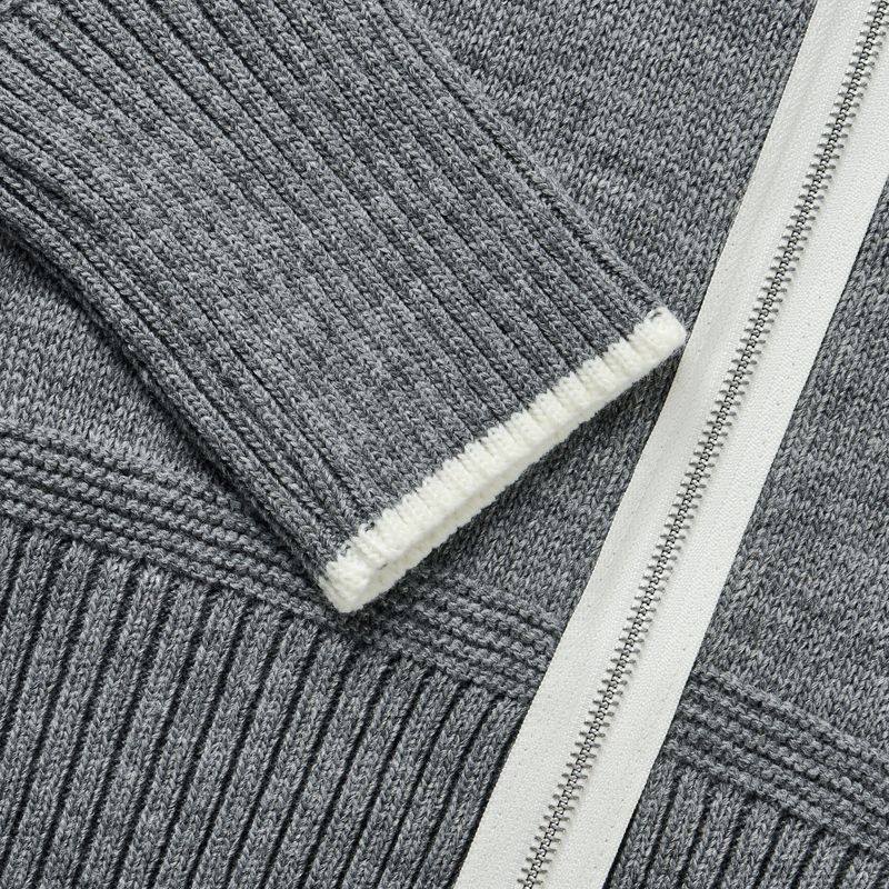 Fingerhole 2-Way Wool Knit Zip-up