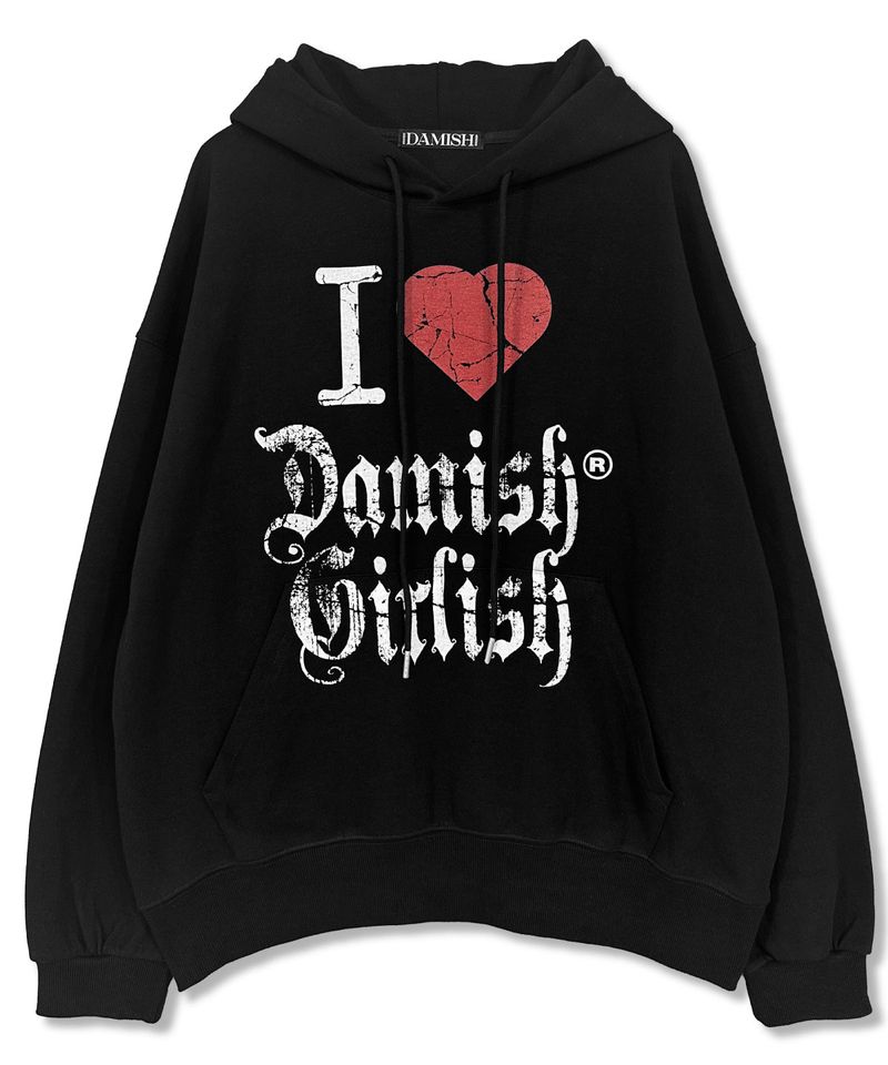 DAMISH（ダミッシュ）の「Girlish Heart Vintage Graphic Hoodie_Black（Tops）」