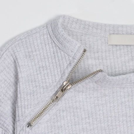 Coldy Waffle Shoulder Zip-Up T-shirt