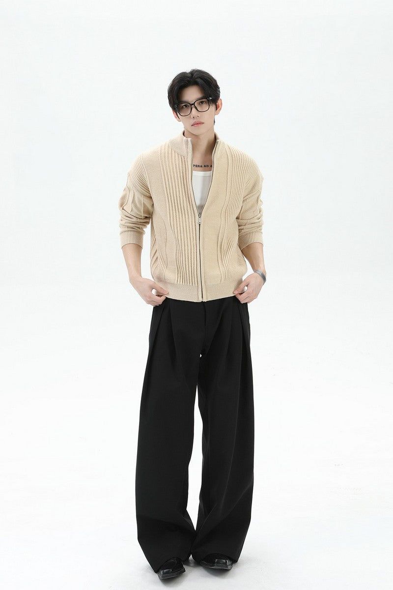 Heavyweight Ribbed Knit Cardigan