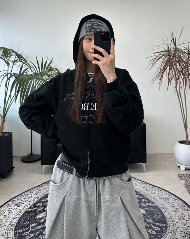 SATIIIZ（サティーズ）の「Kasen Applique Embroidery Hooded Zip-Up（Tops）」
