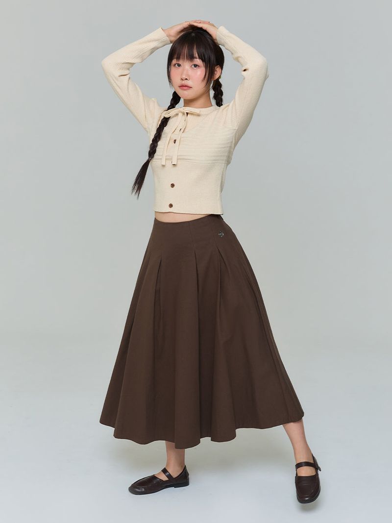 RIBBON BUTTON SILM KNIT - BUTTER