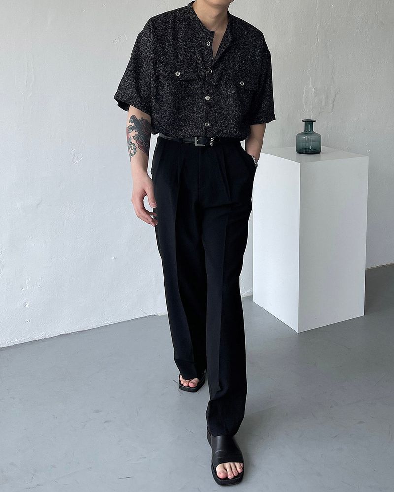 CR Tweed Round Half Shirt (2 colors)
