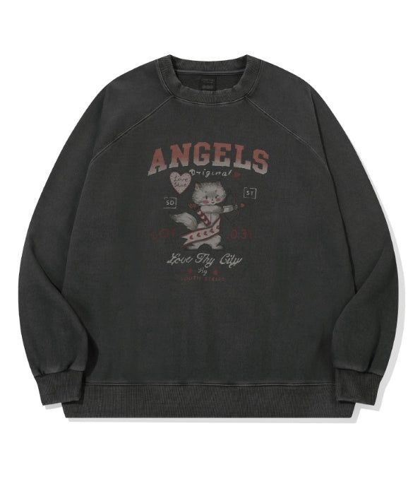 Cupid Cat Raglan Pigment Sweatshirt