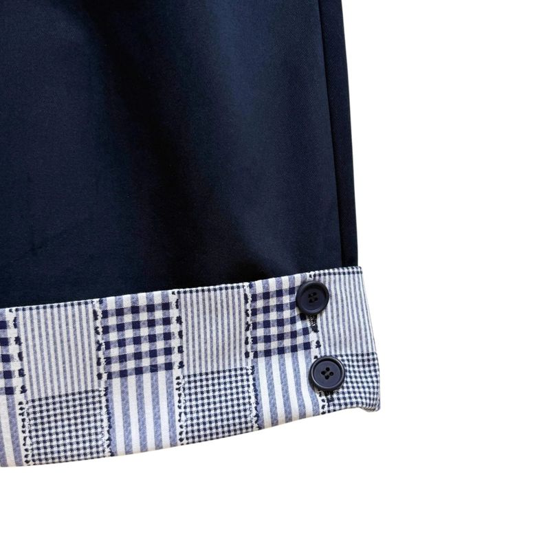 (2color) Check Button Roll-Up Wide Pants