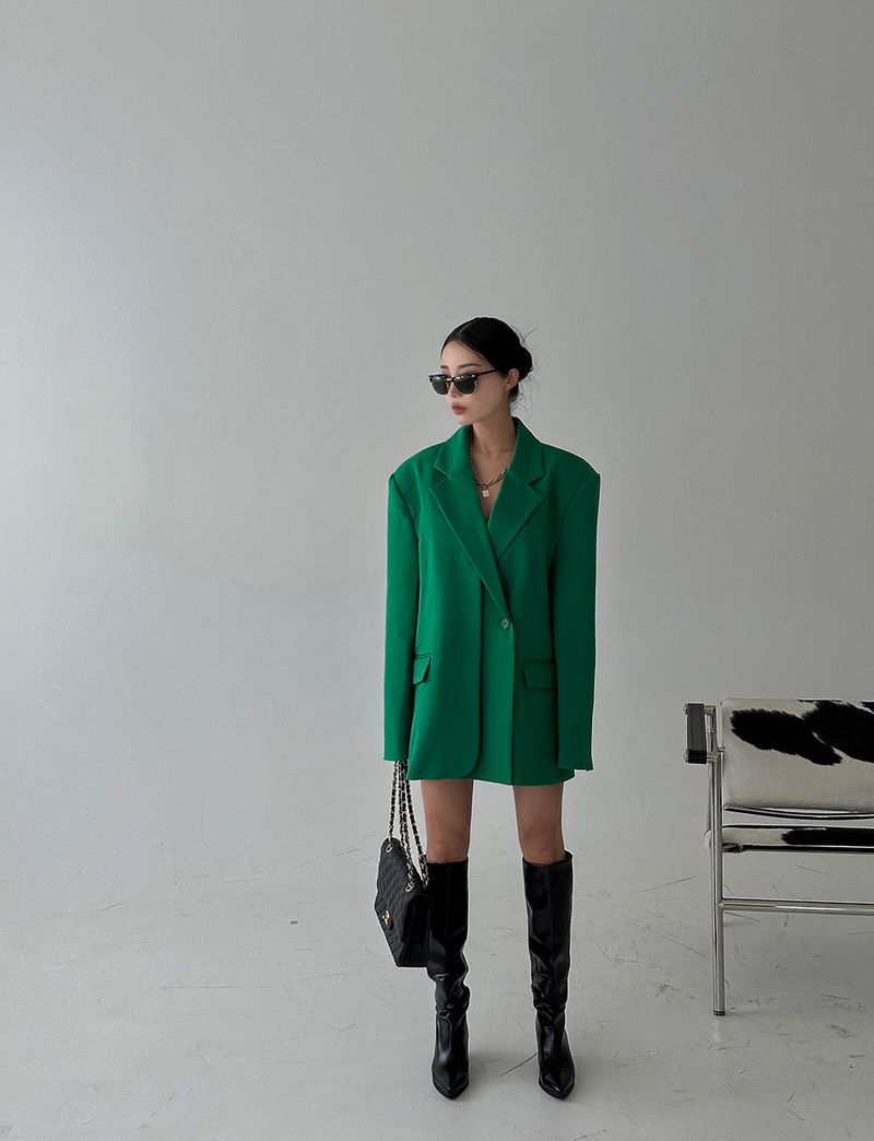double collar oversized fit blazer jacket