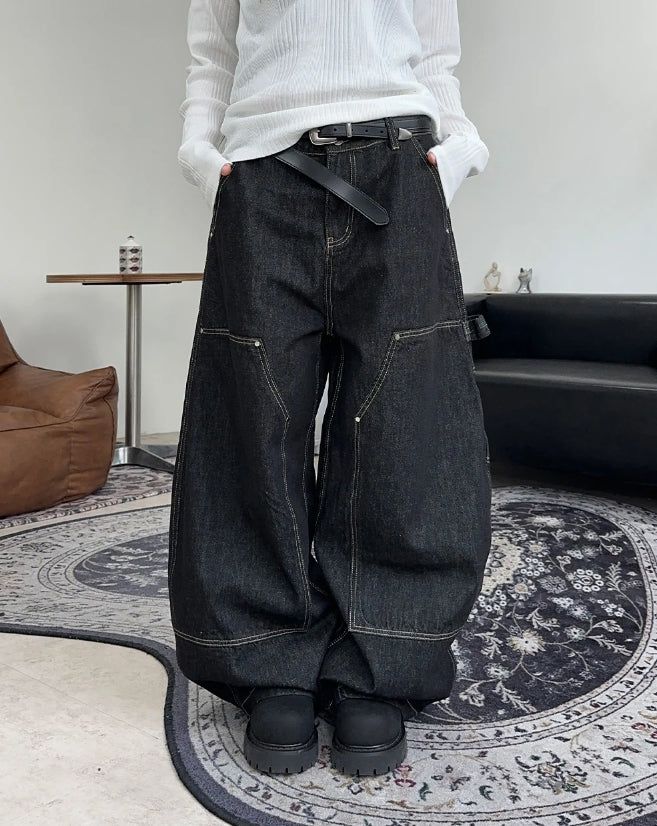 SATIIIZ（サティーズ）の「デフェンカーペンターワイドデニムパンツ（パンツ）」
