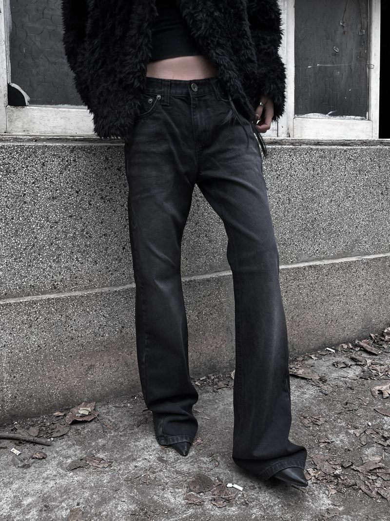 dark semi low-rise bootcut denim