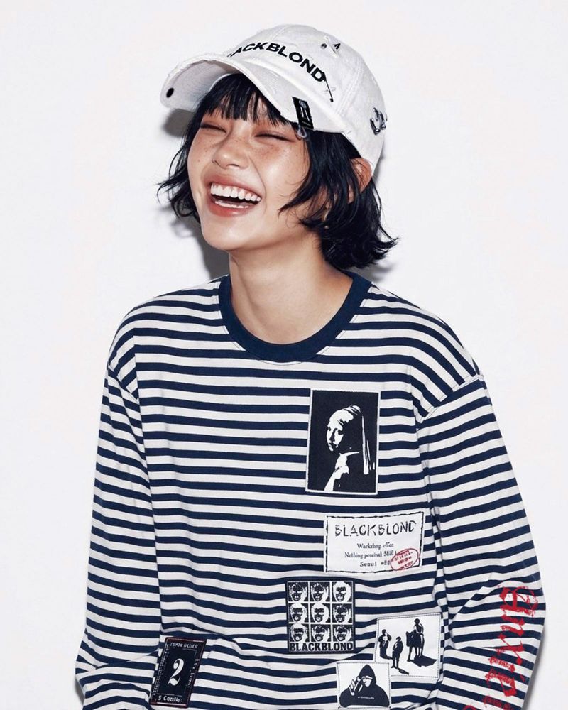 BBD Anxiety Multi Patch Stripe Long T-Shirt (Navy&Sand)