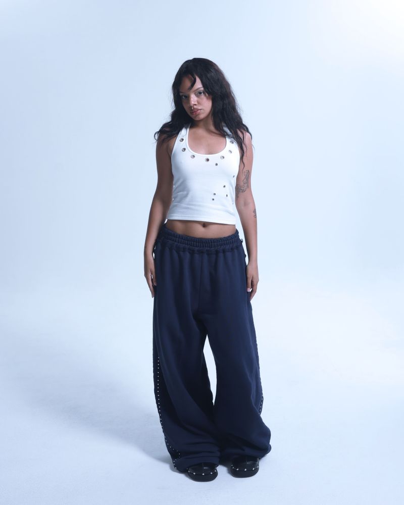 aldiyouu（アルディユー）の「Line stud string sweatpants - Navy（Pants）」