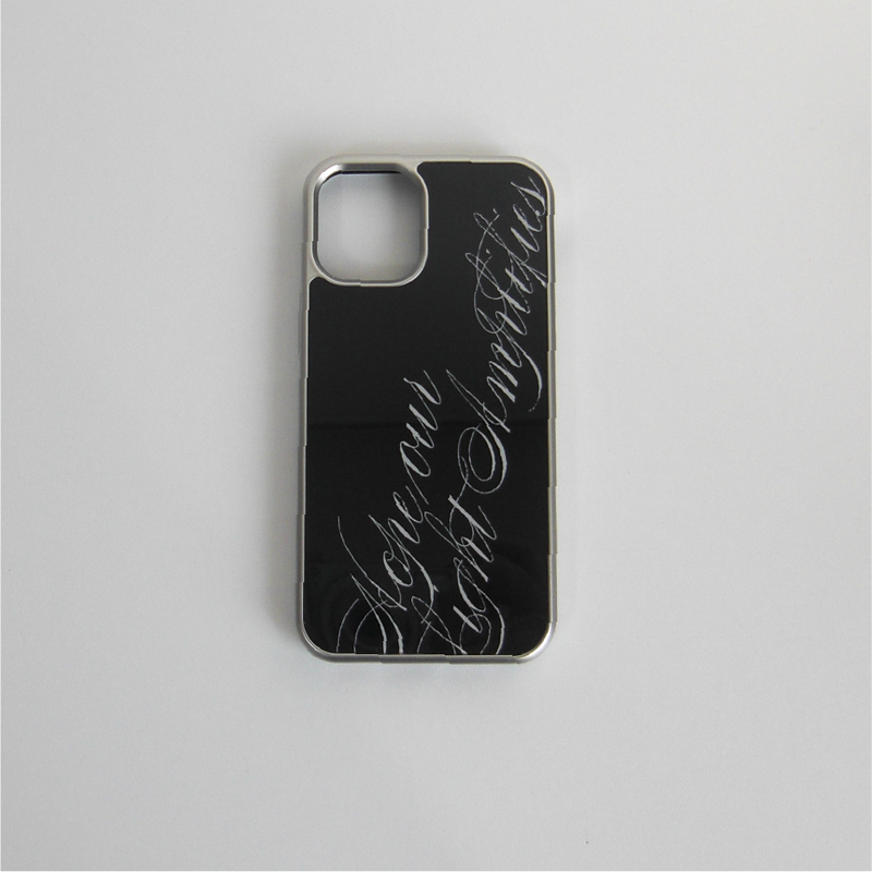 [MADE] slogan silver glass bumper case (black)