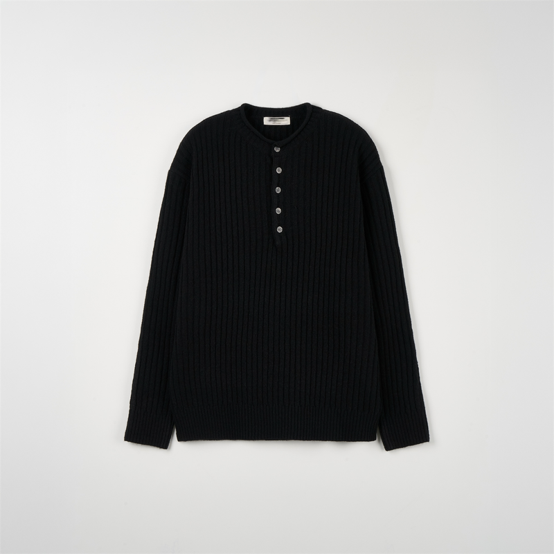 Stoic Henley-Neck Wool Knit (4 Colors)
