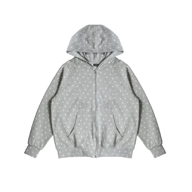 Star Hoodie Zip up (grey)