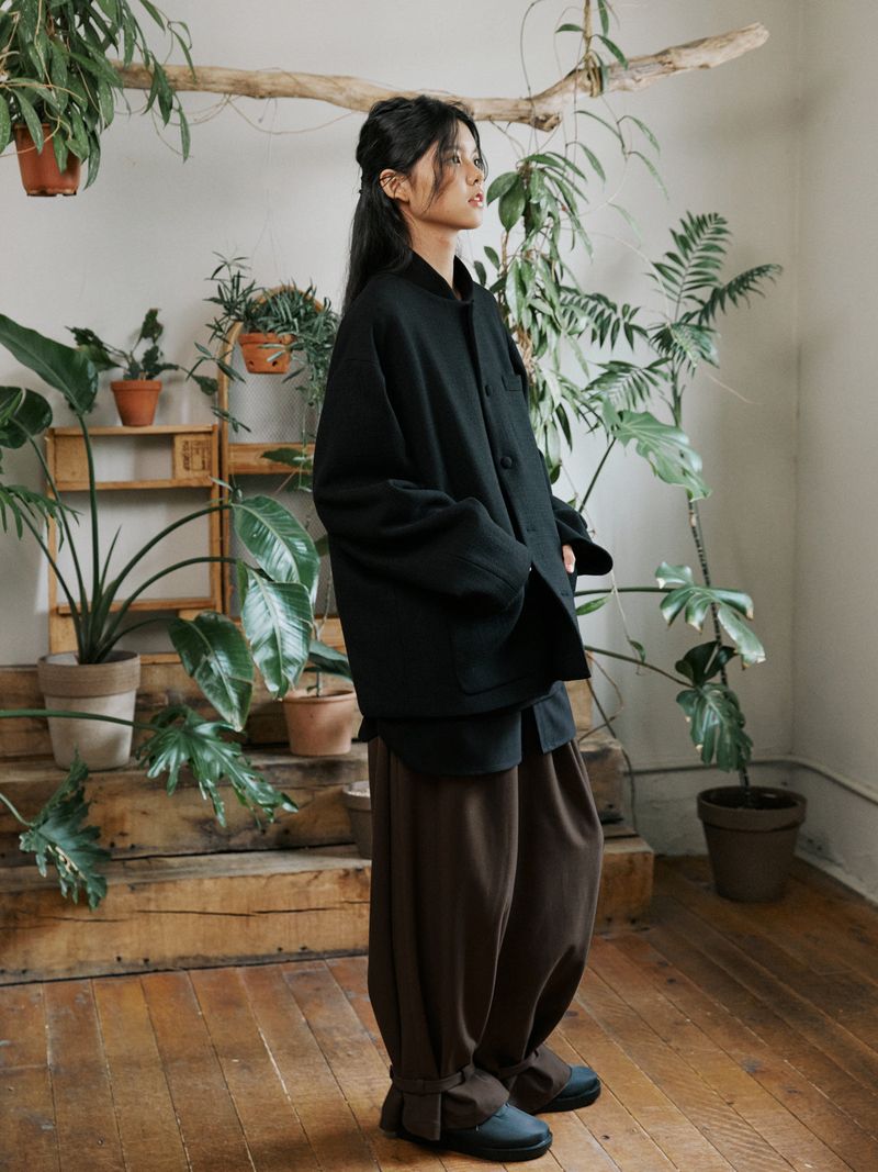 unisex strap balloon pants brown