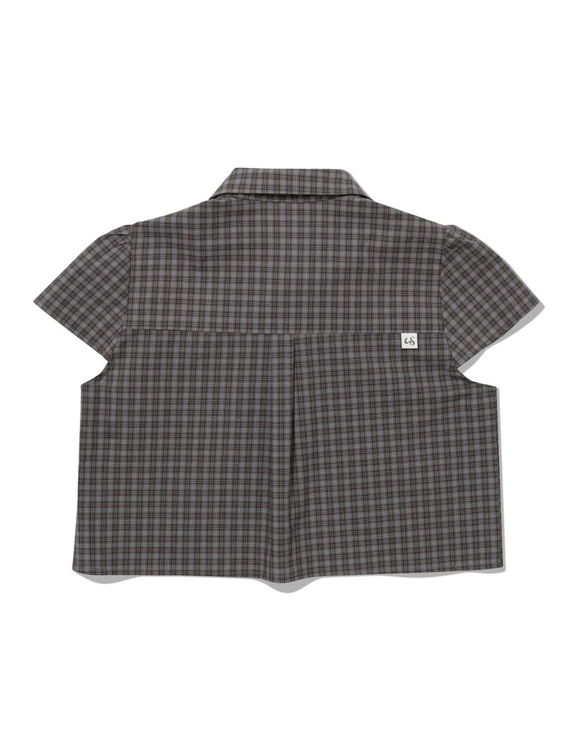 CHECKERED DOUBLE BLOUSE(GREY)