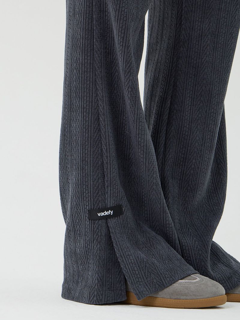 Knit cut detail bootcut Pants, Charcoal