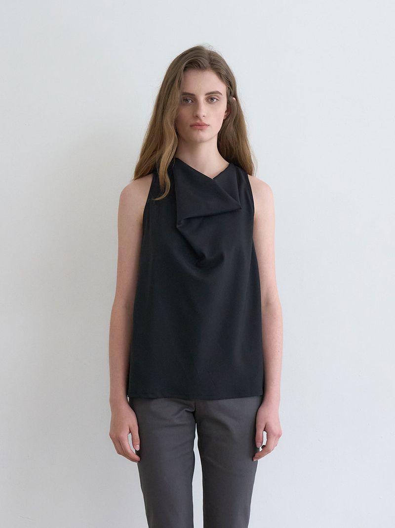 Celine cowl blouse (Black)