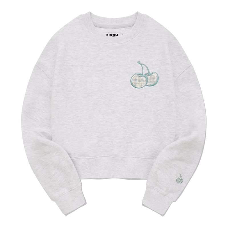 MIDDLE CHERRY CROP SWEATSHIRT [MELANGE GRAY]
