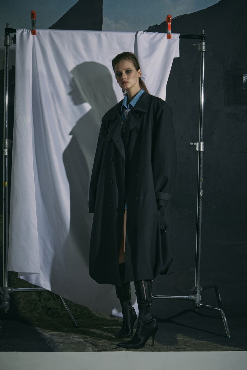 BALLOON TRENCH COAT -CHARCOAL
