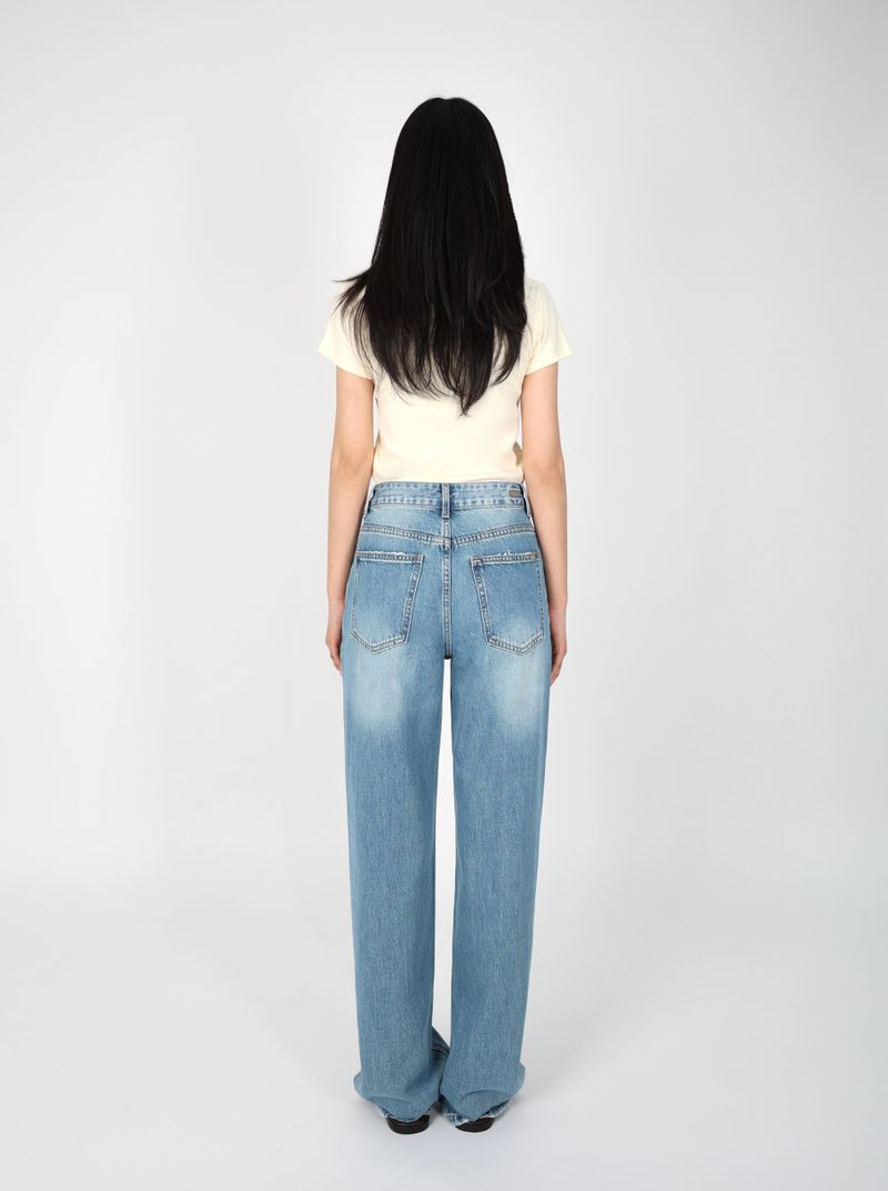 FLOWER EMBROIDERED STRAIGHT DENIM code 26215
