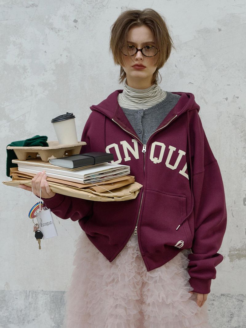LONQUE HOOD ZIP-UP (WINE)