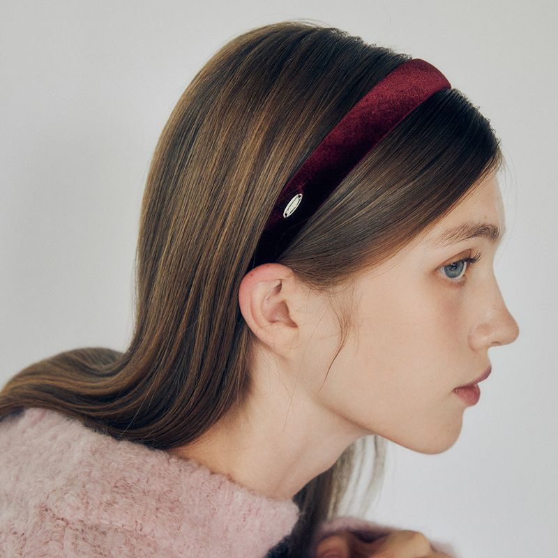SLIM VELVET HAIR BAND (BURGUNDY)